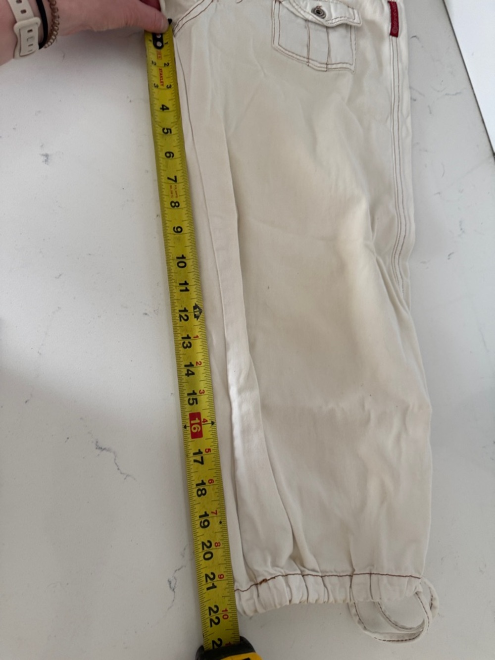 Vintage Hot Kiss low rise Cream Cargo Capri Pants with Red Label - Picture 7 of 8